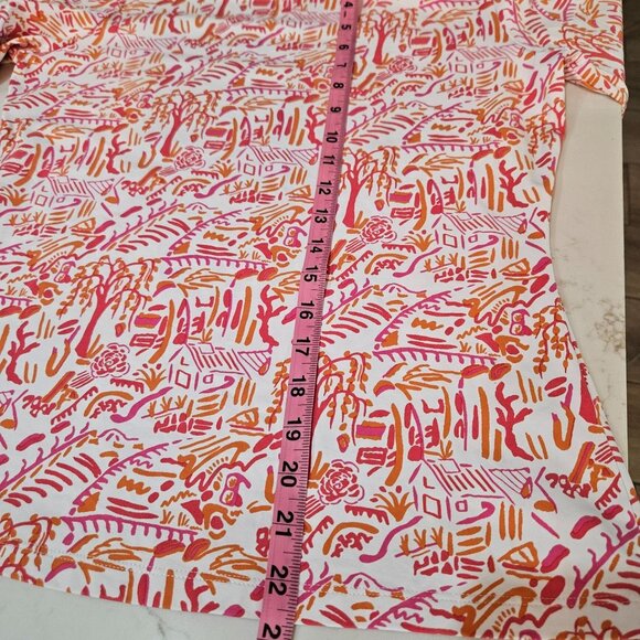 J. McLaughlin Top Small Catalina Cloth Pink Orange Village Print Career - Picture 8 of 10